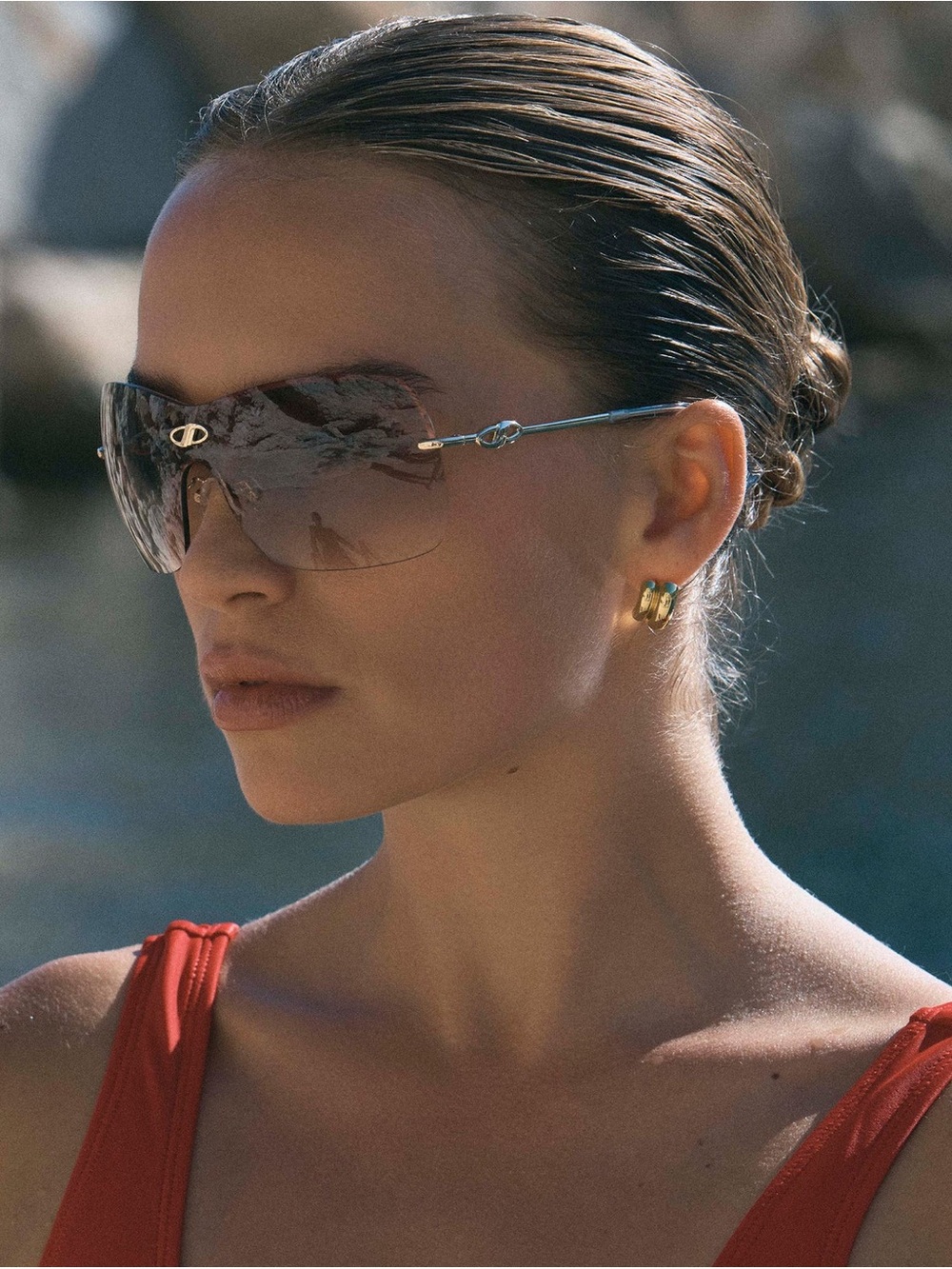 Le Specs Parallel Universe Shield Sunglasses in Gold Flash - Picture 6 of 7
